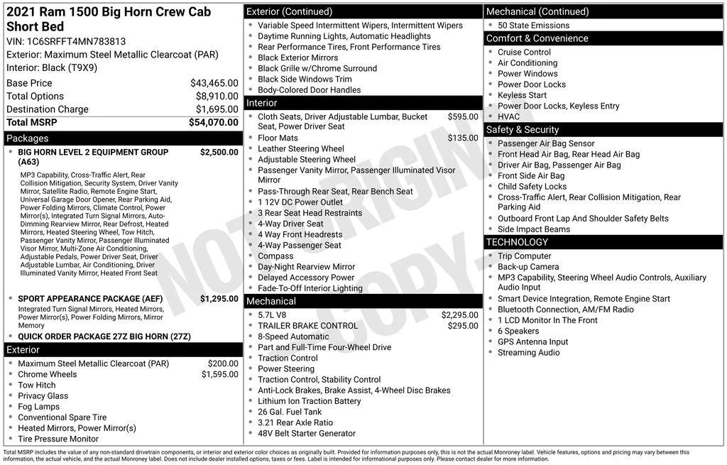 ram ram 1500 pickup 2021 1C6SRFFT4MN783813 image ram ram 1500 pickup 2021 1C6SRFFT4MN783813 image